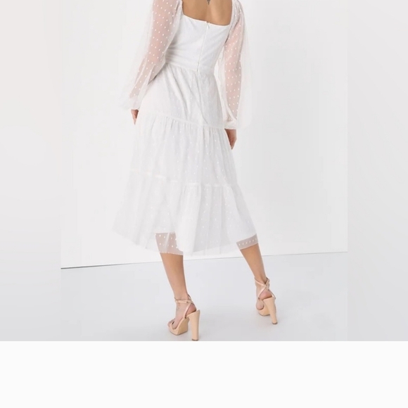 Lulu's Affectionate Aura White Swiss Dot Dress Graduation Wedding Summer - Picture 4 of 7